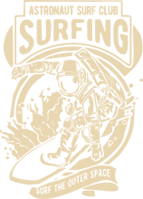 Load image into Gallery viewer, Astronaut Surf Club with astronaut surfing design in white