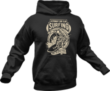 Load image into Gallery viewer, Astronaut Surf club printed on black hoodie