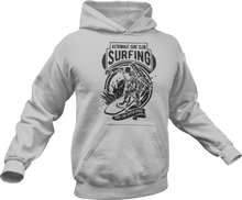 Load image into Gallery viewer, Astronaut Surf club printed on grey hoodie