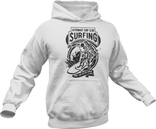 Load image into Gallery viewer, Astronaut Surf club printed on white hoodie