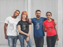 Load image into Gallery viewer, Astronaut lost in space printed on a group of friends t-shirts