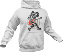Load image into Gallery viewer, Astronaut playing guitar printed on a white Hoodie