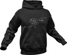 Load image into Gallery viewer, Astronaut roping a star printed on a black hoodie