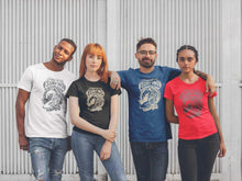 Load image into Gallery viewer, Astronaut surf club printed on a group of friends t-shirts