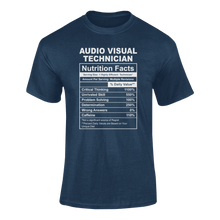 Load image into Gallery viewer, Audio Visual Technician Nutrition Facts Novelty T-Shirtaudio visual technician, funny, Ladies, Mens, Nutrition Facts, Unisex