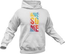 Load image into Gallery viewer, Awesome printed in colour on a white hoodie