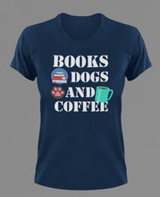Load image into Gallery viewer, Books - Dogs - Coffee T-Shirtanimals, books, coffee, dog, Ladies, Mens, pets, Unisex