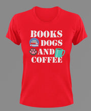 Load image into Gallery viewer, Books - Dogs - Coffee T-Shirtanimals, books, coffee, dog, Ladies, Mens, pets, Unisex