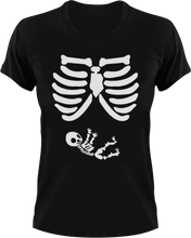 Load image into Gallery viewer, Baby skeleton T-Shirtbones, Halloween, Ladies, Mens, scary, scary movies, skeleton, Unisex