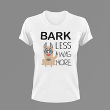 Load image into Gallery viewer, Bark Less Wag More T-Shirtanimals, dog, Ladies, Mens, pets, Unisex
