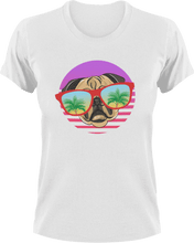 Load image into Gallery viewer, Beach pug T-Shirtbeach, dog, Ladies, Mens, Pug, Unisex, vacation