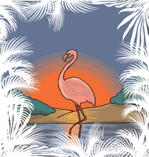 Load image into Gallery viewer, Beach Flamingo Novelty T-Shirtbeach, beach fun, bird, flamingo, Ladies, Mens, pretty, Unisex