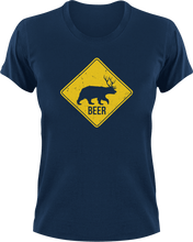 Load image into Gallery viewer, Bear-Dear Warning Sign T-Shirtbear, dear, hunting, Ladies, Mens, Unisex, warning