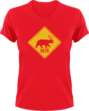 Load image into Gallery viewer, Bear-Dear Warning Sign T-Shirtbear, dear, hunting, Ladies, Mens, Unisex, warning