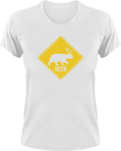 Load image into Gallery viewer, Bear-Dear Warning Sign T-Shirtbear, dear, hunting, Ladies, Mens, Unisex, warning