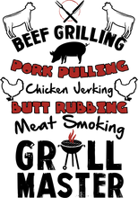 Load image into Gallery viewer, Beef Grilling Pork Pulling Chicken Jerking Grill Master Barbecuing T-Shirtbarbeque, BBQ, Braai, Grilling, Ladies, Mens, Unisex