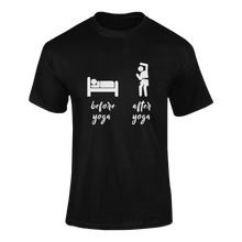 Load image into Gallery viewer, Before Yoga After Yoga Funny T-Shirtaerial yoga, funny, hot yoga, Ladies, Mens, Unisex, yoga