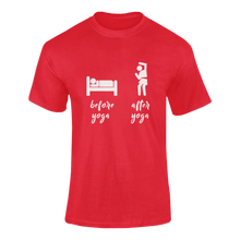 Load image into Gallery viewer, Before Yoga After Yoga Funny T-Shirtaerial yoga, funny, hot yoga, Ladies, Mens, Unisex, yoga