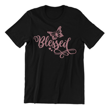Load image into Gallery viewer, Blessed Butterfly T-shirtButterfly, christian, Ladies, Mens, motivation, Unisex