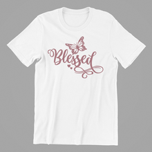 Load image into Gallery viewer, Blessed Butterfly T-shirtButterfly, christian, Ladies, Mens, motivation, Unisex