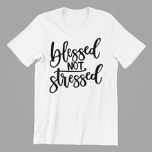 Load image into Gallery viewer, Blessed Not Stressed T-shirtchristian, Ladies, Mens, motivation, Unisex