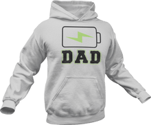 Load image into Gallery viewer, Charging dad battery printed on a grey melange Hoodie