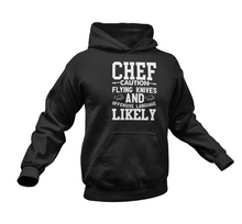 Load image into Gallery viewer, Chef Caution Flying Knives Hoodie