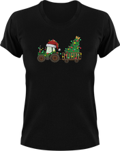 Load image into Gallery viewer, Christmas Tractor T-Shirtchristmas, farm, farmer, farming, Ladies, Mens, tractor, Unisex