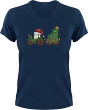 Load image into Gallery viewer, Christmas Tractor T-Shirtchristmas, farm, farmer, farming, Ladies, Mens, tractor, Unisex