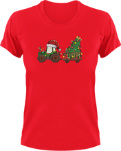 Load image into Gallery viewer, Christmas Tractor T-Shirtchristmas, farm, farmer, farming, Ladies, Mens, tractor, Unisex