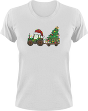 Load image into Gallery viewer, Christmas Tractor T-Shirtchristmas, farm, farmer, farming, Ladies, Mens, tractor, Unisex