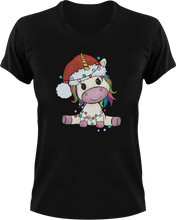 Load image into Gallery viewer, Christmas Unicorn T-Shirtanimal, animals, christmas, fantasy, Ladies, Mens, unicorn, Unicorns, Unisex