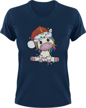 Load image into Gallery viewer, Christmas Unicorn T-Shirtanimal, animals, christmas, fantasy, Ladies, Mens, unicorn, Unicorns, Unisex