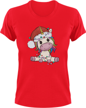 Load image into Gallery viewer, Christmas Unicorn T-Shirtanimal, animals, christmas, fantasy, Ladies, Mens, unicorn, Unicorns, Unisex