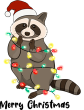Load image into Gallery viewer, Christmas Raccoon T-Shirtanimal, animals, christmas, Ladies, Mens, Merry Christmas, raccoon, Unisex