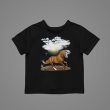 Load image into Gallery viewer, Cloudy Day Horse Kids T-Shirtboy, dog, dyzynu, girl, kids, neice, nephew