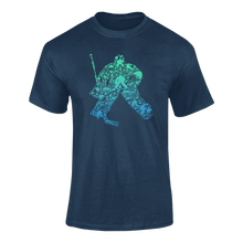 Load image into Gallery viewer, Colourful Hockey Goalie Silhouette T-ShirtLadies, Mens, Unisex, Wolves Ice Hockey