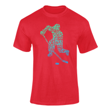 Load image into Gallery viewer, Colourful Hockey Player Silhouette T-ShirtLadies, Mens, Unisex, Wolves Ice Hockey