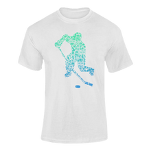 Load image into Gallery viewer, Colourful Hockey Player Silhouette T-ShirtLadies, Mens, Unisex, Wolves Ice Hockey