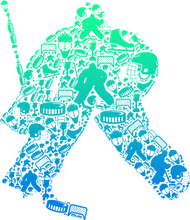 Load image into Gallery viewer, Colourful Hockey Goalie Silhouette T-ShirtLadies, Mens, Unisex, Wolves Ice Hockey