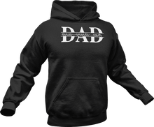 Load image into Gallery viewer, Dad with names printed on a black Hoodie