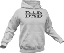 Load image into Gallery viewer, Dad with names printed on a grey melange Hoodie