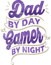 Load image into Gallery viewer, Dad by day gamer by night T-Shirtdad, Fathers day, funny, Ladies, Mens, Unisex