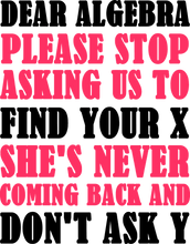Load image into Gallery viewer, Dear Algebra T-ShirtDad Jokes, Fathers day, Ladies, math, Mens, school, Unisex
