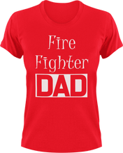 Load image into Gallery viewer, Firefighter DAD T-Shirtanimals, cool dad, dad, fire, Firefighter, firefighter mom, fireman, firetruck, Mens, Unisex