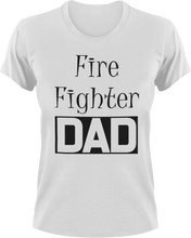 Load image into Gallery viewer, Firefighter DAD T-Shirtanimals, cool dad, dad, fire, Firefighter, firefighter mom, fireman, firetruck, Mens, Unisex