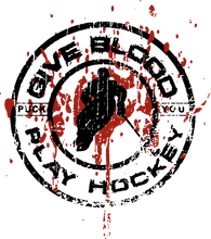 Load image into Gallery viewer, Give Blood Play Hockey T-ShirtLadies, Mens, Unisex, Wolves Ice Hockey