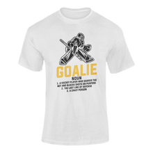 Load image into Gallery viewer, Goalie Description T-ShirtLadies, Mens, Unisex, Wolves Ice Hockey