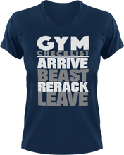 Load image into Gallery viewer, Gym checklist T-Shirtbeast, deadlifts, gym, gymnast, Ladies, Mens, rerack, Unisex, workout