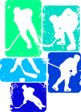 Load image into Gallery viewer, Hockey Player Blocks T-ShirtLadies, Mens, Unisex, Wolves Ice Hockey